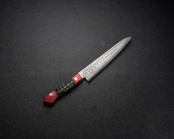 JINZABUROU Kinshikou Warikomi Suminagashi Paring knife（Red handle）150mm